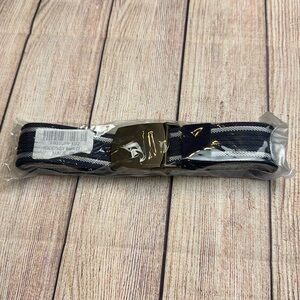 Blue Two Tone Striped nylon Metal Buckle belt